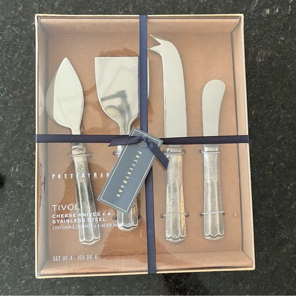 New Pottery Barn Tivoli Cheese Knives, Set of 4, Cheese Spreader, Entertaining - Picture 2 of 12